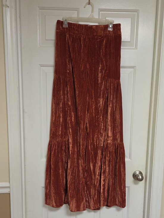 NATURAL LIFE Pants - NATURAL LIFE Rust Velvet Tiered Flare Pants Sz Med